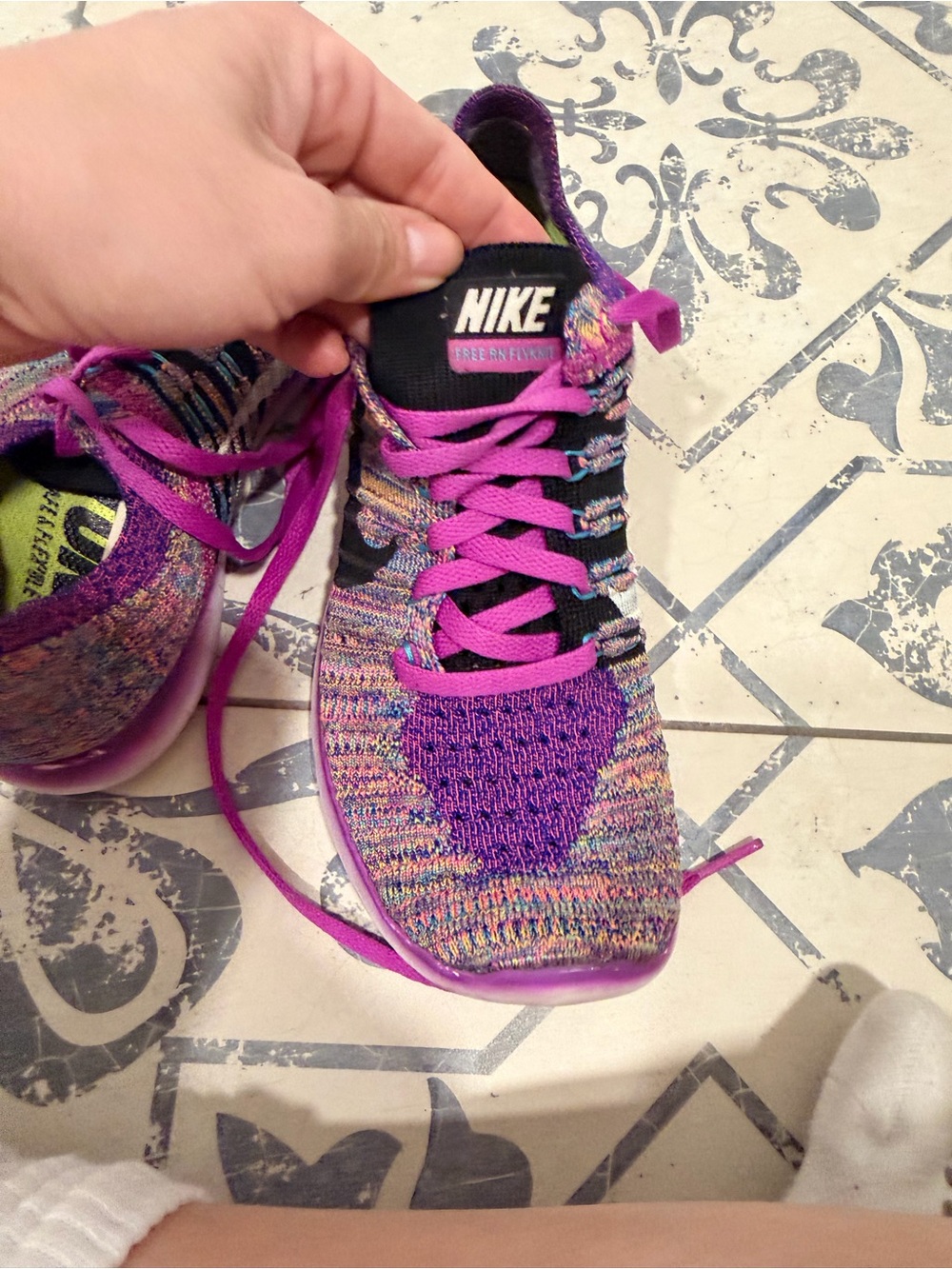 Nike Multicolor Knit Running Shoes with Purple and Pink Accents
